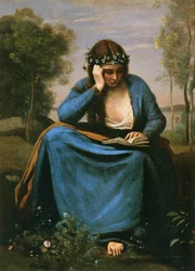 Der Leser, mit Blumen bekränzt